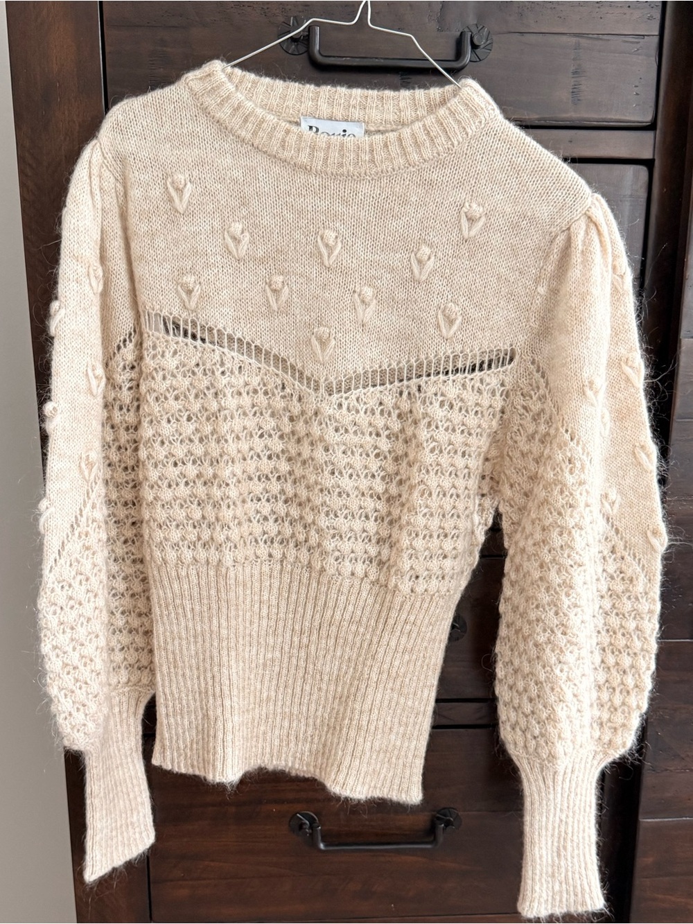 Rouje Cream Knit Textured Women's Sweater Size 40